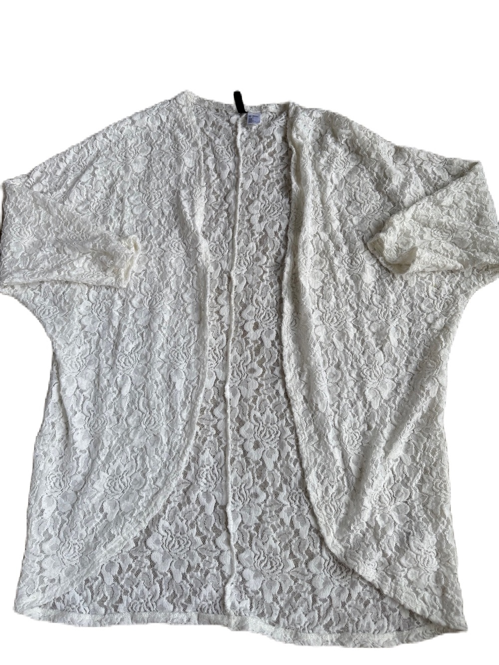 Divided Cream Lace Open-Front Kimono Cardigan